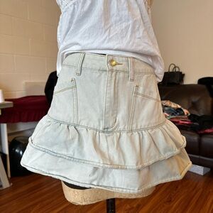 Denim Baby Blue Layered Ruffled Skirt y2k🤍 (US 2-4)